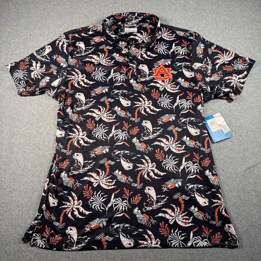 Columbia PFG Auburn Tigers Polo Shirt Mens Large Super Terminal Tackle XM2622